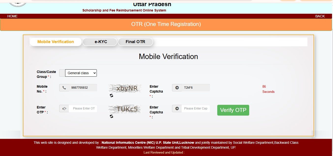 Generate the OTR and save the number