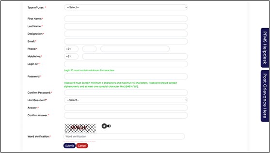 PFMS - fill every required detail