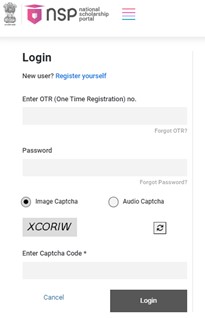 Scholarships.gov.in - Logging in at the National Scholarship Portal