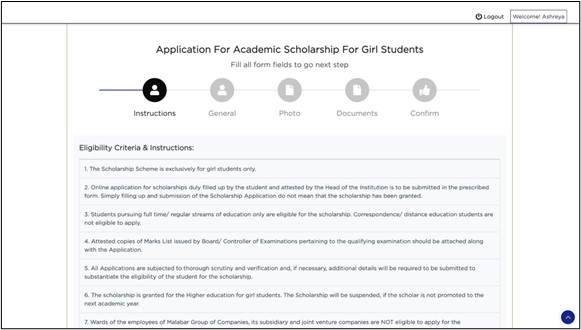 Malabar Scholarship 2025 - Fill all form fields