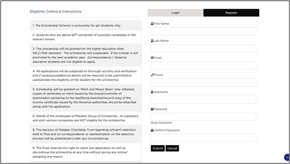Malabar Scholarship 2025 - Submit