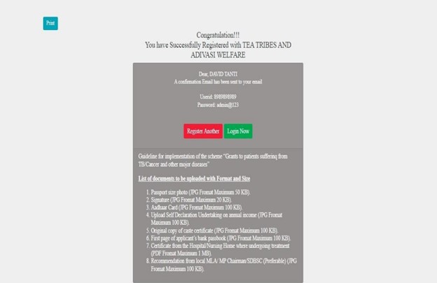 SIRISH Scholarship - After successful registration