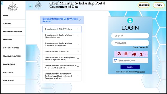 CM Scholarship Portal - Select the desired scheme