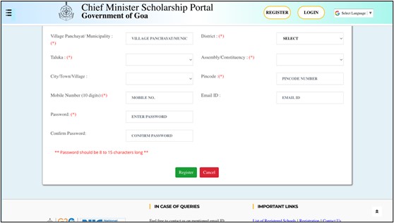 CM Scholarship Portal - Fill in all the required details 1
