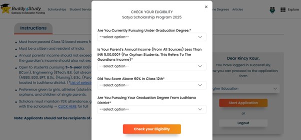 Enter the required details to check eligibility