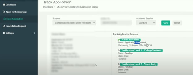 Track Haryana Scholarship Application - Haryana scholarship status