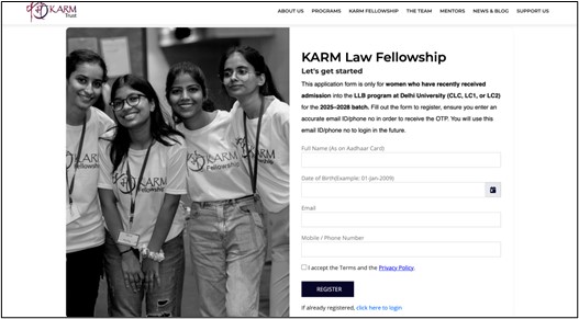 KARM Fellowships - Register by entering the required details