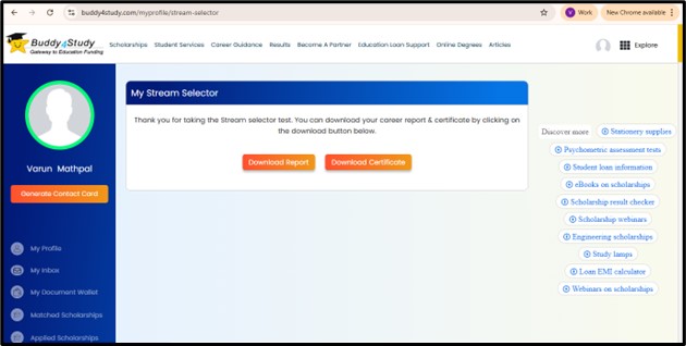 Completion of the test you can download the performance report and the certificate from the portal itself.