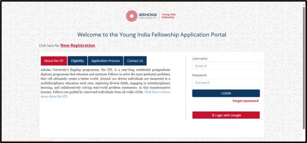 Young India Fellowship - New Registration