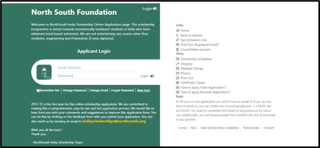 North South Foundation Scholarship 2026 - New User