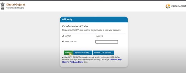 Digital Gujarat Login - verification code on your registered mobile number or email ID