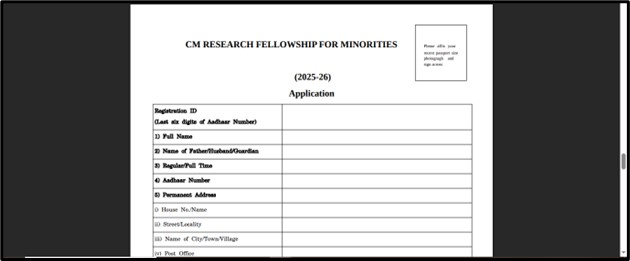 CM Research Fellowship for Minorities 2025-26 - Fill out the application form