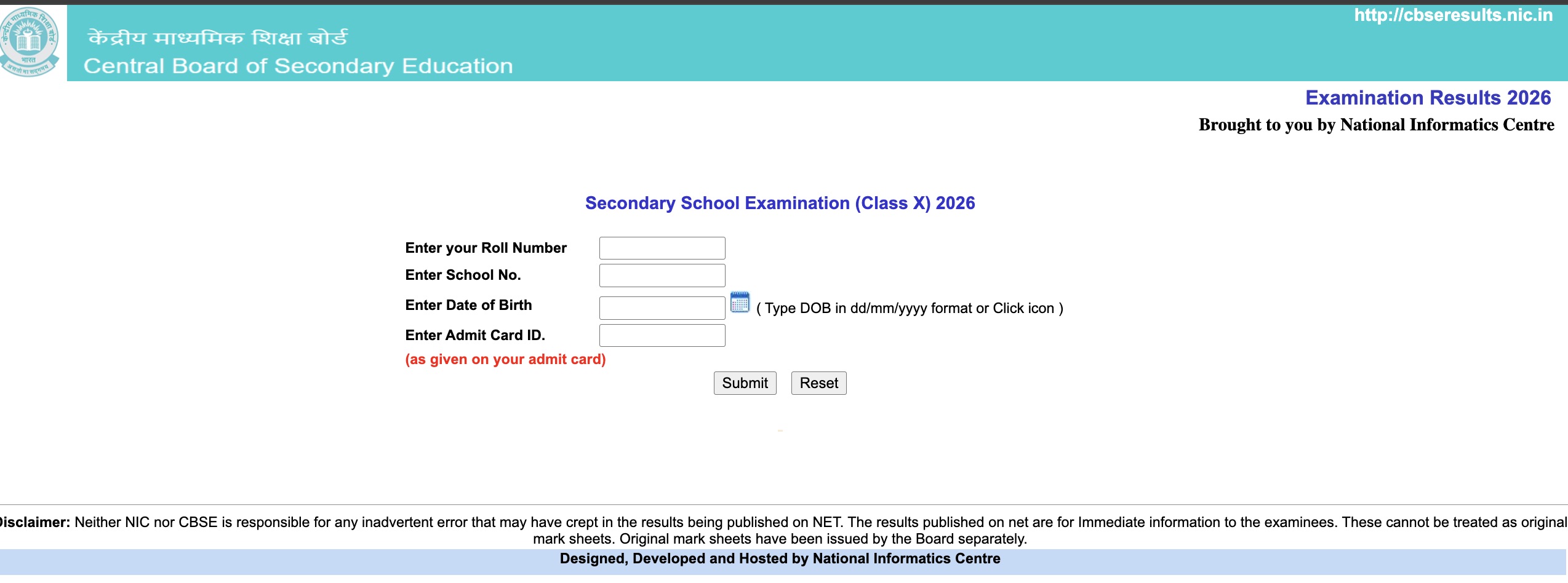 Secondary School Examination (Class X) 2026