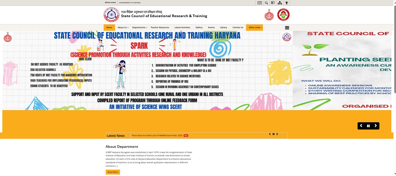 official website scertharyana gov