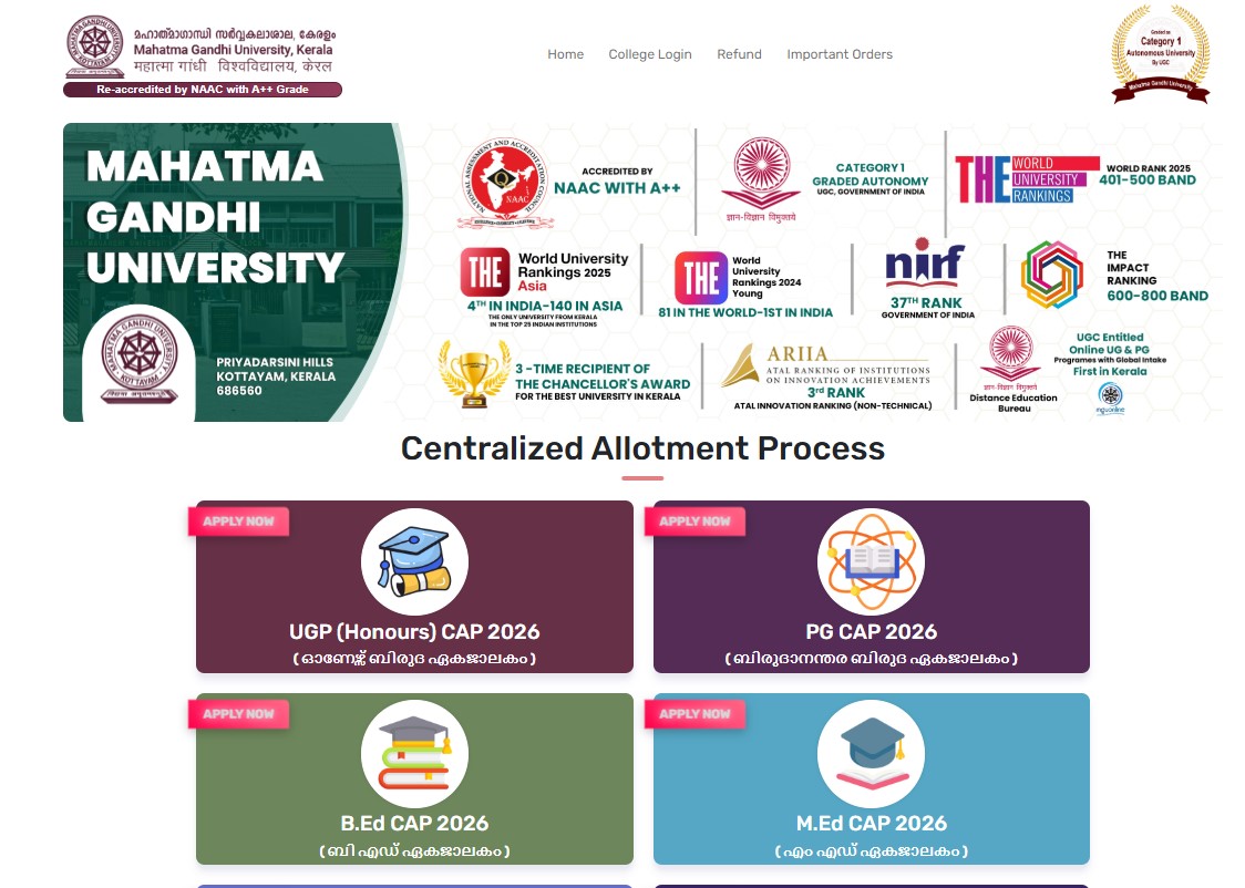 Visit the official website at cap.mgu.ac.in/